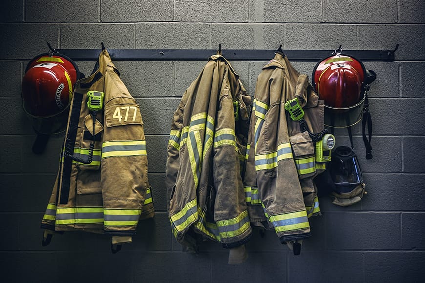 firefighter protection clothe and respiratory mask